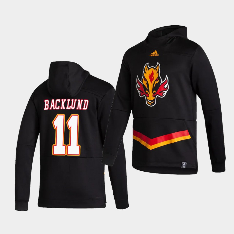 Men Calgary Flames #11 Backlund Black NHL 2021 Adidas Pullover Hoodie Jersey->calgary flames->NHL Jersey